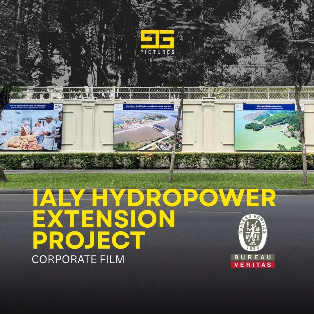 AFD 30-year photo exhibition wall at the Consulate General of France in Ho Chi Minh City, featuring the Ialy Hydropower Extension