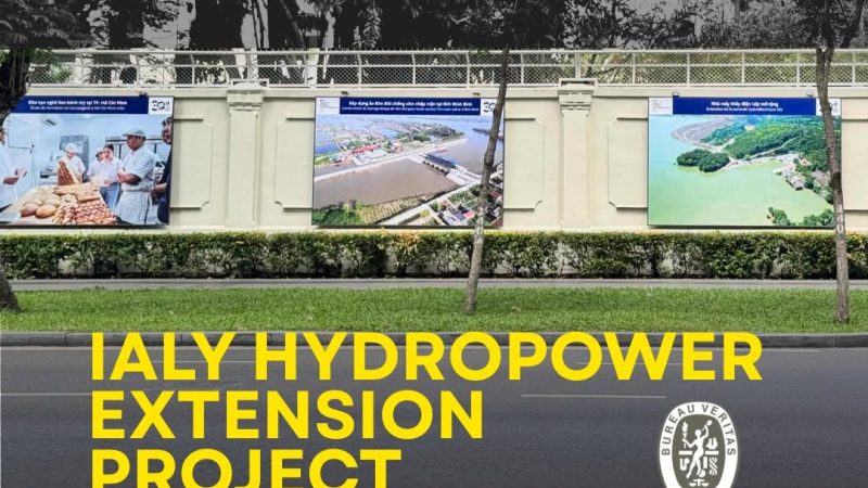 AFD 30-year photo exhibition wall at the Consulate General of France in Ho Chi Minh City, featuring the Ialy Hydropower Extension